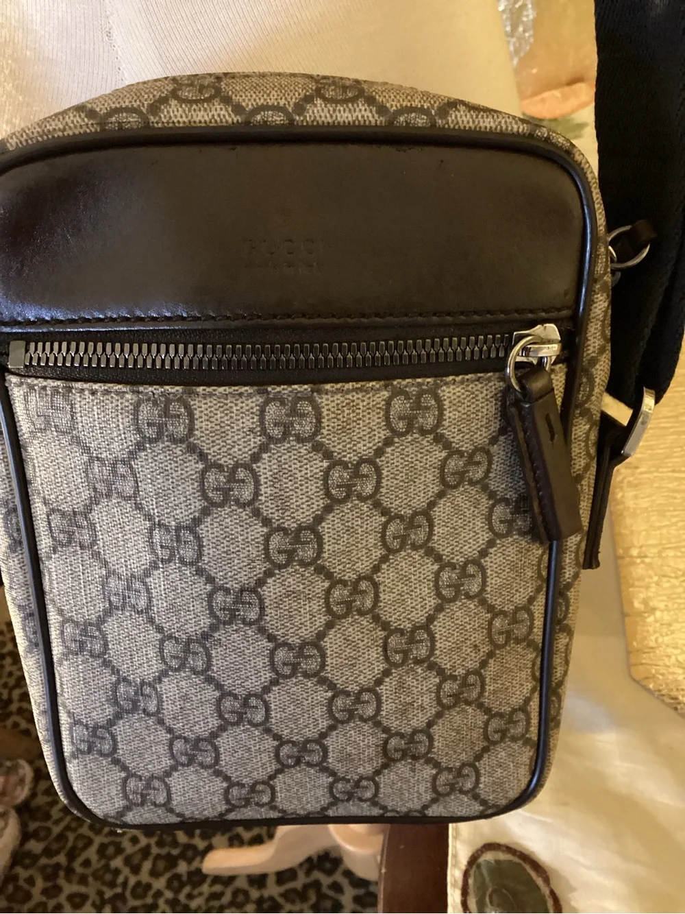 Gucci Beige and Brown GG Canvas Messenger Bag